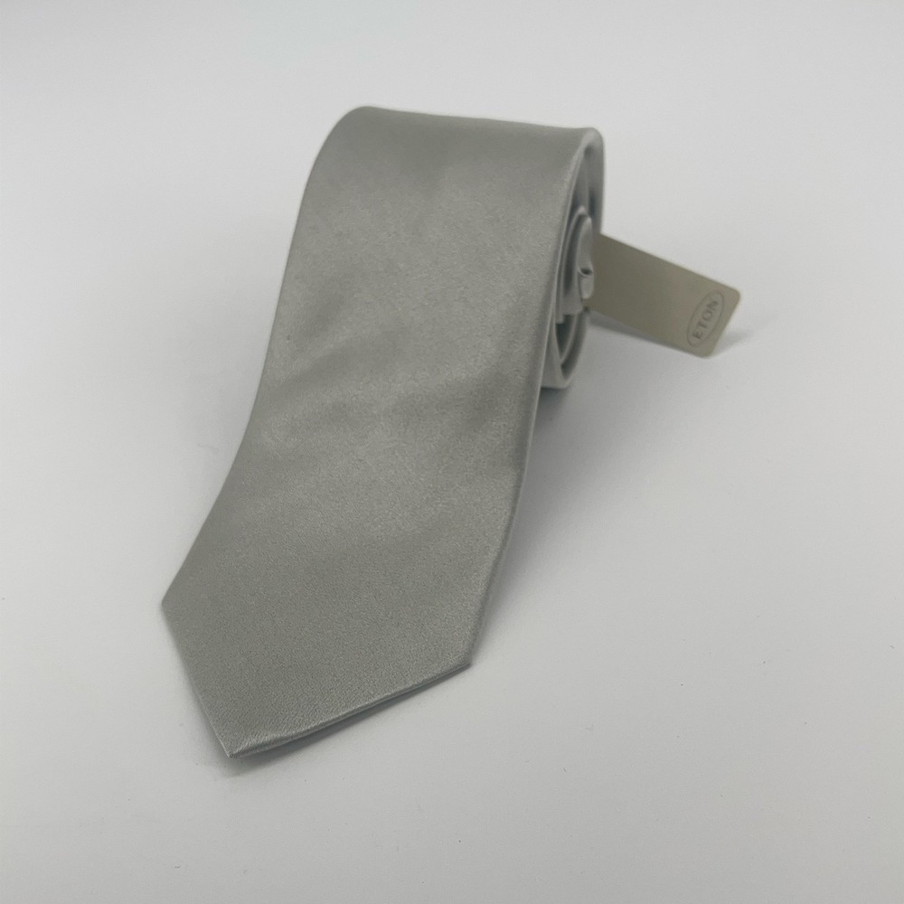 Eton Tie‎ Mens One Size Silver Gray 100% Silk Made In England Formal Necktie NWT